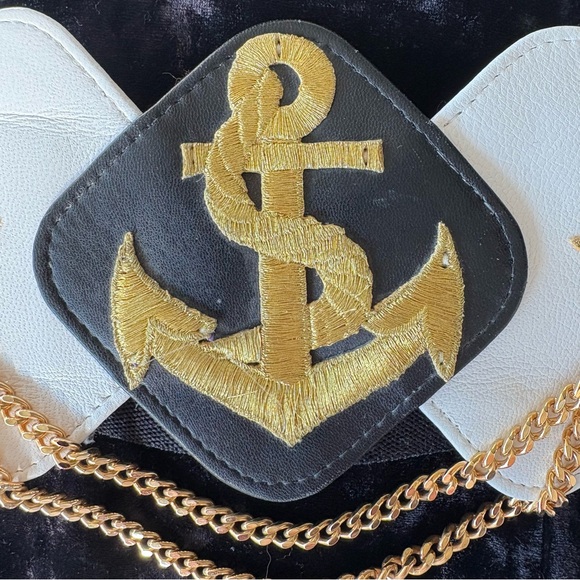 UNIQUE Vintage 1980s Nautical Theme Belt Anchor Gold Accents - Picture 3 of 10